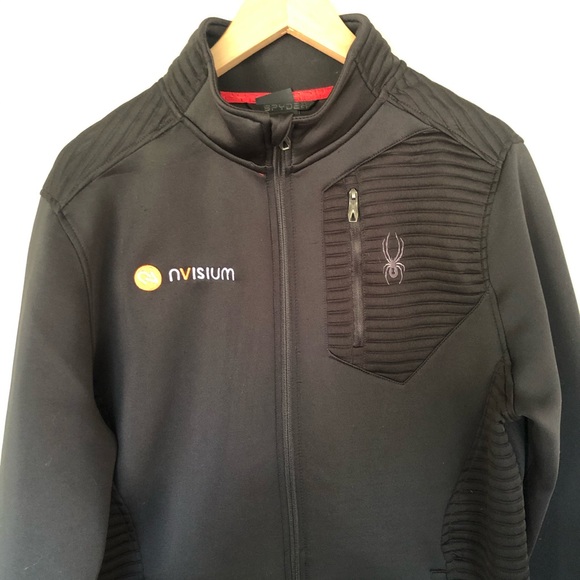 Spyder Men’s Full Zipper Sportswear Jacket Nvisium Size Large Black - Picture 2 of 8